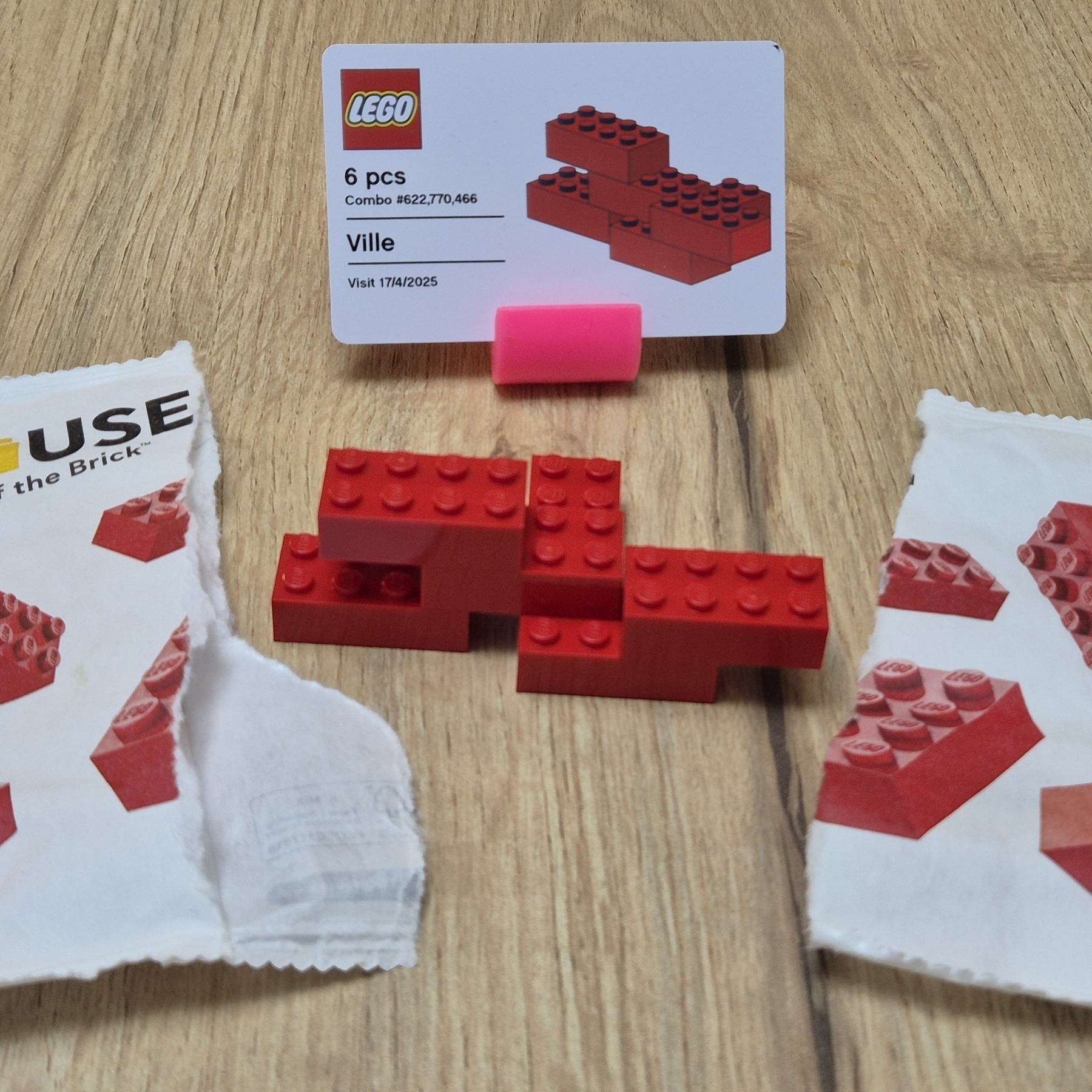 Six bricks connected in a way unique to just me.